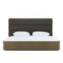 Lois - Modern Beige Shagreen + Brass Nightstand