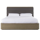 lois - modern grey leather & beige shagreen bed