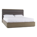 Lois - Modern Grey Leather & Beige Shagreen Bed