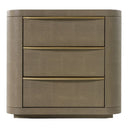 Lois - Modern Beige Shagreen + Brass Nightstand