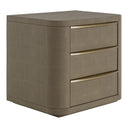 Lois - Modern Beige Shagreen + Brass Nightstand