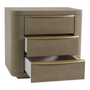 Lois - Modern Beige Shagreen + Brass Nightstand