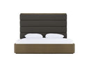 Lois - Modern Grey Leather & Beige Shagreen High Headboard Bed
