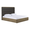 Lois - Modern Grey Leather & Beige Shagreen High Headboard Bed