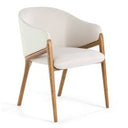 Lunde Cream Fabric and Walnut Arm Dining Chair