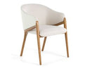 Lunde Cream Fabric and Walnut Arm Dining Chair