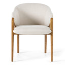 Lunde Cream Fabric and Walnut Arm Dining Chair