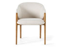 Lunde Cream Fabric and Walnut Arm Dining Chair