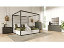 Manhattan - Contemporary Grey and Gold Nightstand