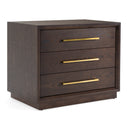 Manhattan - Contemporary Brown Oak and Gold Nightstand