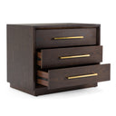 Manhattan - Contemporary Brown Oak and Gold Nightstand
