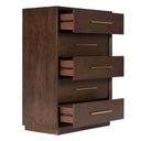 Manhattan - Contemporary Brown Oak and Gold Chest