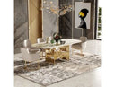 Legend - Modern White Marble & Rosegold Dining Table