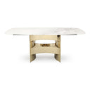 Marmot - White Marble and Champagne Gold Dining Table