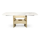 Marmot - White Marble and Champagne Gold Dining Table