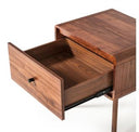 Marshall Mid-Century Modern Brown Fabric & Walnut Bed