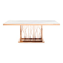 Marston Modern White Marble & Rosegold Dining Table