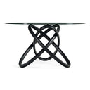 Mason Modern Round Glass & Black Ash Dining Table