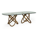Mason - Modern Glass + Walnut Oval Dining Table, view 2