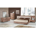 Matteo Italian Modern Walnut & Fabric 4-Piece Bedroom Set