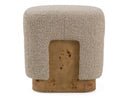 Mayfair - Contemporary Beige Fabric + Burl Square Ottoman