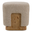 Mayfair - Contemporary Beige Fabric + Burl Square Ottoman