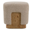 Mayfair - Contemporary Beige Fabric + Burl Bench Ottoman