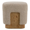 Mayfair - Contemporary Beige Fabric + Burl Square Ottoman