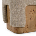 Mayfair - Contemporary Beige Fabric + Burl Square Ottoman