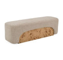 Mayfair - Contemporary Beige Fabric + Burl Square Ottoman