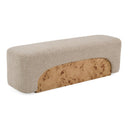 Mayfair - Contemporary Beige Fabric + Burl Bench Ottoman