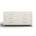 Dani 62" Cream Faux Shagreen 6-Drawer Dresser