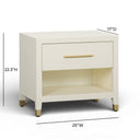 Dani 25" Cream Faux Shagreen Nightstand with Drawer