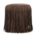 Daphne Round Suede Fringe Ottoman by TOV Furniture, view 7