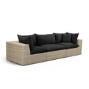 Cali 120" Black Performance Fabric & Wicker Outdoor Sofa by TOV Furniture, view 2