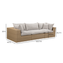 Cali 120" Grey Performance Fabric & Wicker Outdoor Sofa by TOV Furniture, view 11