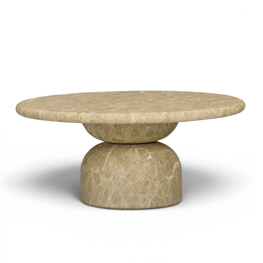 Cynthia 36" Light Emperador Faux Marble Indoor/Outdoor Coffee Table