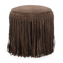 Daphne Round Suede Fringe Ottoman by TOV Furniture, view 8