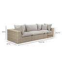 Cali 120" Grey Performance Fabric & Wicker Outdoor Sofa by TOV Furniture, view 6