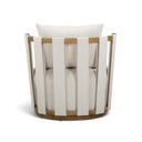 Paolo Cream Upcycled Basketweave Fabric Outdoor Accent Chair by TOV Furniture, view 4