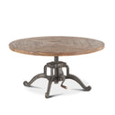Industrial Loft 42" Adjustable Round Coffee Table in Weathered Teak