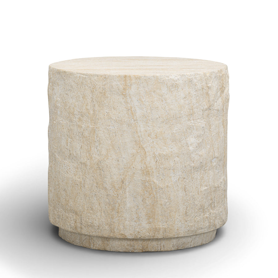 Roxanne Faux Travertine Indoor/Outdoor Concrete Side Table