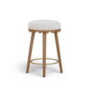 Oodle Cream Performance Vegan Mohair Light Walnut Counter Stool