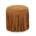 Daphne Round Suede Fringe Ottoman by TOV Furniture, view 2