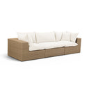 Cali 120" Cream Performance Fabric & Wicker Outdoor Sofa by TOV Furniture, view 2