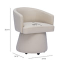 Kristen Beige Rolling Desk Chair by TOV Furniture, view 6