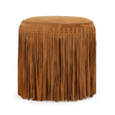 Daphne Round Suede Fringe Ottoman by TOV Furniture