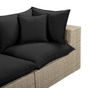 Cali 120" Black Performance Fabric & Wicker Outdoor Sofa by TOV Furniture, view 5