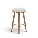 Oodle Cream Performance Vegan Mohair Light Walnut Bar Stool