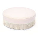 Tassy Tasseled Round Ottoman by TOV Furniture, view 3